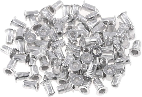 Keadic 100Pcs M5 Metric Rivet Nuts, Aluminum Flat Head Threaded Insert Nutserts for Automotive and Furniture Decoration