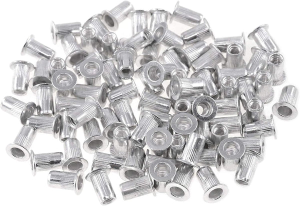 Keadic 100Pcs M5 Metric Rivet Nuts, Aluminum Flat Head Threaded Insert Nutserts for Automotive and Furniture Decoration
