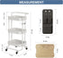 DTK 3 Tier Metal Utility Rolling Cart with Table Top and Side Bags, Storage Organizer with Wheels (White)