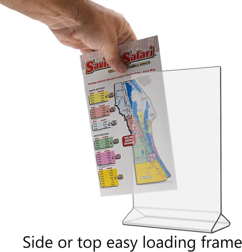 8 Pack 5x7 Inch Counter Marketing Holders Sign Holder Double Sided Top Load Clear Acrylic Menu Price List or Notice
