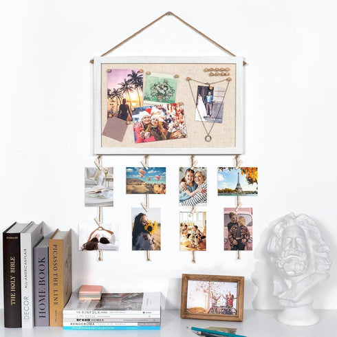 Emfogo 2Pack Cork Bulletin Boards, 16"x11" White Linen with White Frame, Pin Board for Home Kitchen School Office Decor