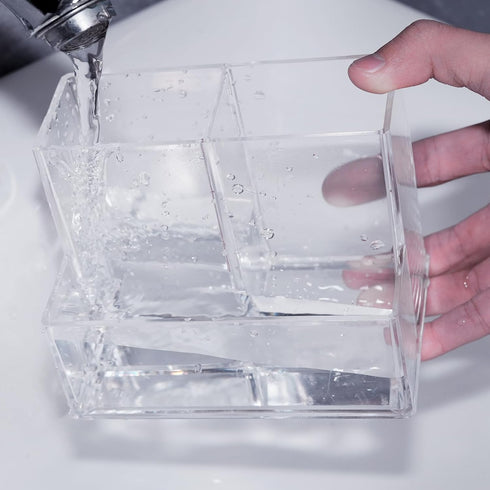 Desktop Clear Pen Holder with 3 Compartments, Acrylic Pencil Holders, Desk Organizers and Accessories by HSYMQ