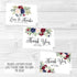 Hadley Designs Navy Floral Burgundy Wedding Thank You Cards with Envelopes | 24-Pack, 4x6 inches | Appreciation Notes