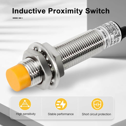 ATO 2Pcs M12 Proximity Switch NPN NO Inductive Proximity Sensor Approach Sensor,lj12a3-4-z/bx,for 3D Printer Probe Bed Leveling,Replace Small Switches and Limit Switches