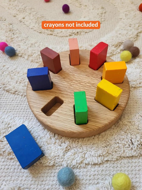 8 Waldorf crayon holder for Stockmar blocks round shape gift for kids desk organization gift for teacher art supplies