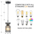 Gmrhndy E26 Glass Pendant Light, Ribbed Smoke Gray Glass Hanging Light with Adjustable Cord, Modern Pendant Light