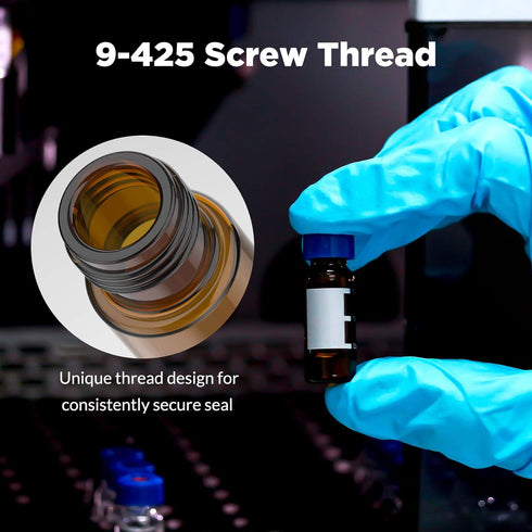 Membrane Solutions Autosampler Vials, 2ml HPLC Vials with Write-on Spot, 100 Pcs with Blue ABS Screw Caps