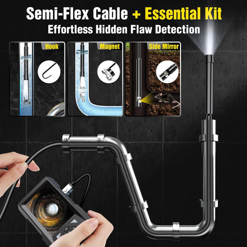 AukonVee 32GB 1080P 4.3" 5.5mm IP67 6 LEDs,16.4FT Endoscope Camera with Light & Card, HD Borescope Inspection Camera