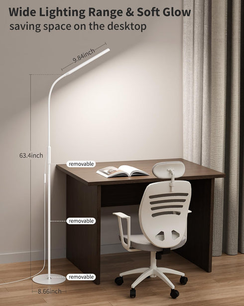 10W LED Floor Lamp for Living Room, Eye-Caring Standing Lamp with Touch Control for Stepless Colors and Brightness