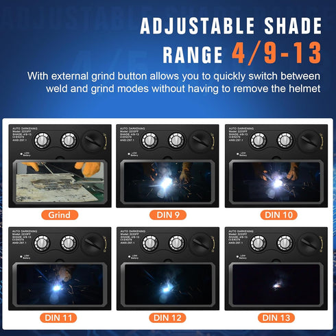 2 4/9-13 Dimming 4.33x3.54in TRQWH Welding Lens - Solar Auto Darkening Welding Helmet Lens True Color Technology
