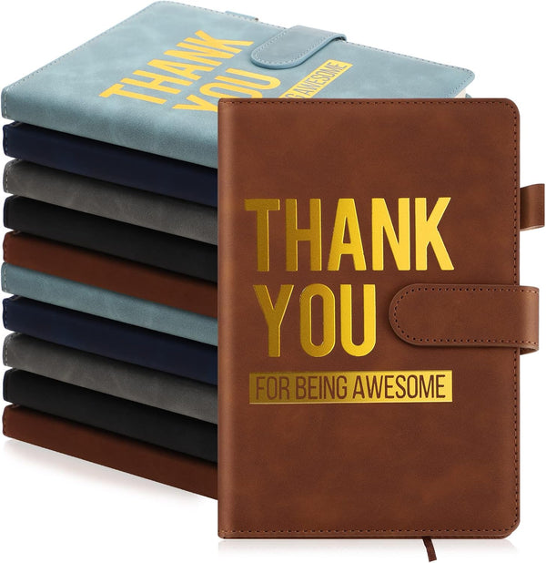 Yexiya 10 Pcs A5 Leather Notebooks, Inspirational Thank You Gifts for Employees and Teachers