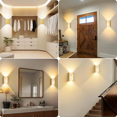 Set 2: 5000mAh 3CCT Dimmable Closet Battery Operated Wall Sconce of Rechargeable Motion Sensor Night Light Indoor