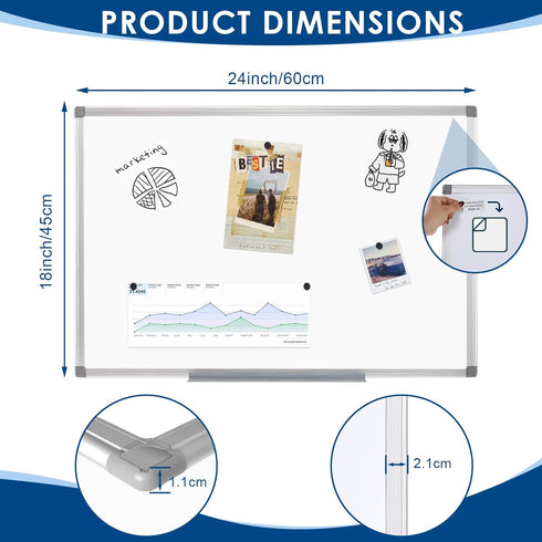 Magnetic Whiteboard 18 x 24 - Dry Erase Board for Meeting/Organizing/Displaying, Wall Mounted