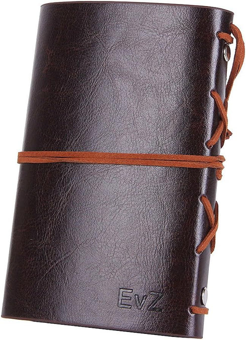 EvZ Leather Writing Journal Notebook, 7 Inches Vintage Nautical Spiral Notepad, Unlined Paper, Coffee