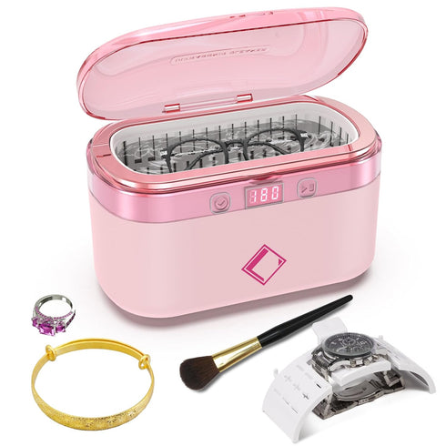 LifeBasis 17 OZ Ultrasonic Jewelry Cleaner, Portable with 42kHz and 5 Cleaning Timer for Jewelry, Eyeglasses, Watches -