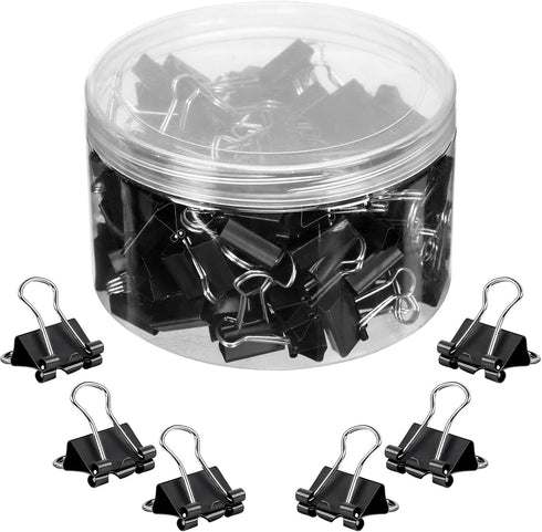 JANYUN 150Pcs Small Binder Clips 19mm/0.75 Inch Metal Paper Clamps for Office School Home Supplies (Black)
