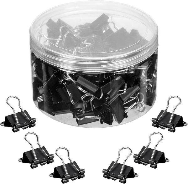 JANYUN 150Pcs Small Binder Clips 19mm/0.75 Inch Metal Paper Clamps for Office School Home Supplies (Black)