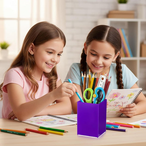 OHiZVZV 12 Pack (6 Acrylic Pencil and Crayon Organizer, Color Pencil Holder for Classroom, Desk Organization, School