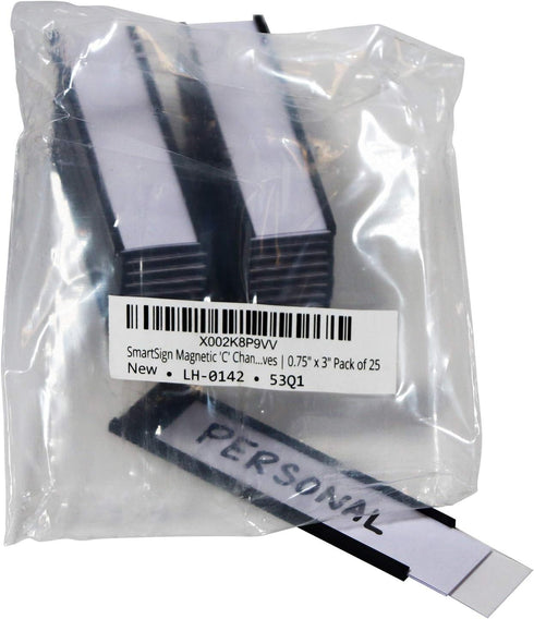 SmartSign Magnetic 'C' Channel Label Holders for Metal Racks and Shelves, Pack of 25 | 0.75" x 3"