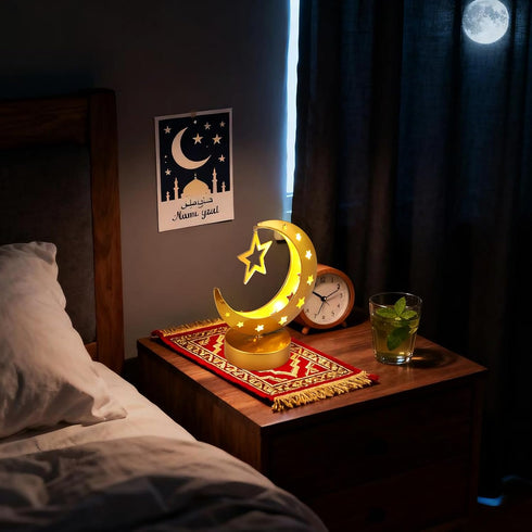 Cinnvoice 2026, Ramadan Decorations Moon Ramadan Lights for Table Home Crescent Lunar Moon Lamp for Eid Mubarak Decor