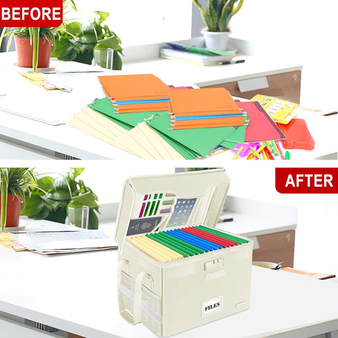 DocSafe Fireproof File Box with Lock, Portable Document Storage Organizer with Pockets for Home Office