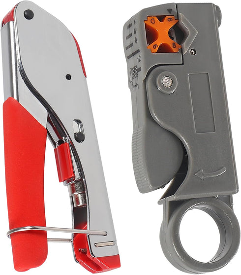 Coax Cable Crimper Tool Kit, Coaxial Compression Tool with 5PCS RG6 F Type Connector + 5PCS RG6 Coax Cable Extender