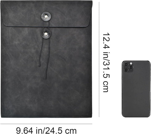 VANRA Vertical PU Leather Envelope File Folders, Expanding Document Holder for A4 Letter Size Paper, Black