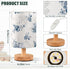 Yuiboo Teal Floral Nightstand Lamps - Small Bedroom Lighting