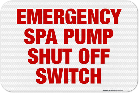 New Jersey Spa Pump Shut Off Sign, Complies with State of New