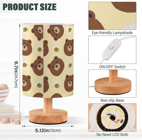 Amooorous Cartoon Cute Brown Bear and Bee Table Lamps for Living Room Baby Night Light for Dresser Lamp for Study Desk