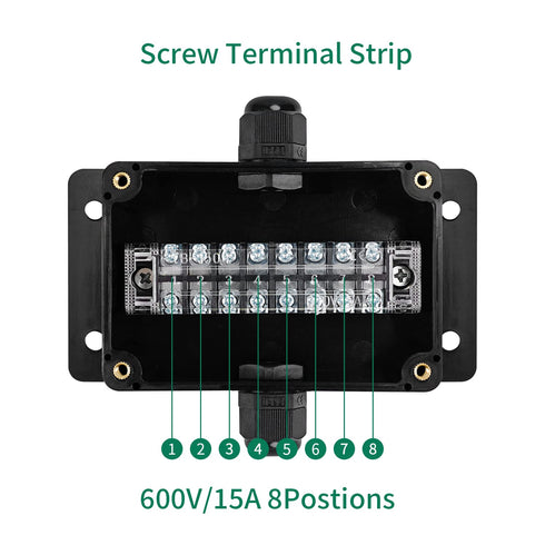 ABS IP67 Waterproof Dustproof Electrical Junction Box, with 15A 600V Barrier Terminal Cable Connector, 3.93 * 2.67 *