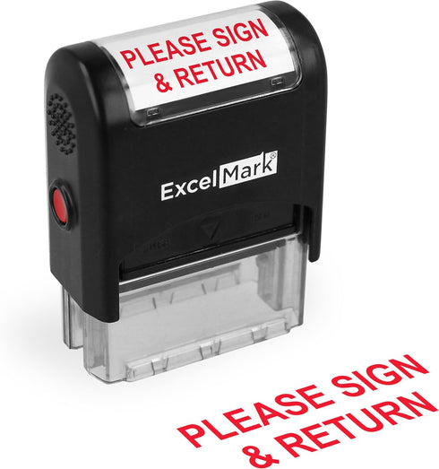 ExcelMark Please Sign and Return Self Inking Rubber Stamp - Red Ink