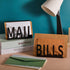 Desktop Mail Letter Holder, 3 Pieces Black Bills Organizer, Modern Cutout Envelope Design for Home Office