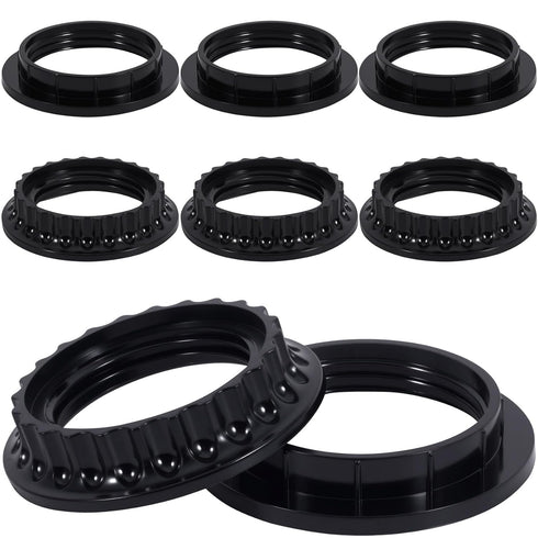 Lekgavd 8pcs Black Lamp Shade Adapter Ring, E26/E27 High Temperature Resistance Lamp Socket