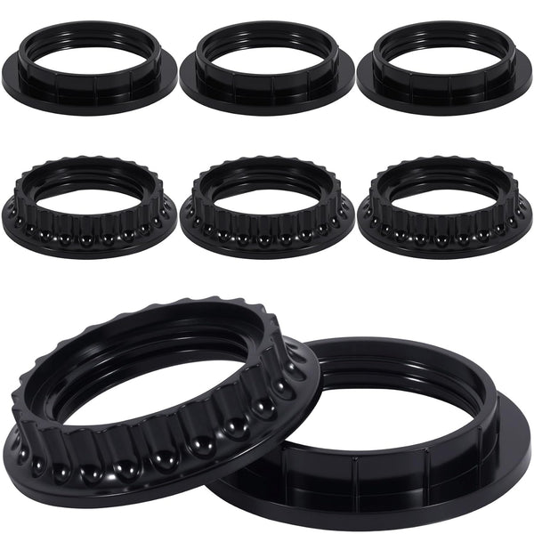 Lekgavd 8pcs Black Lamp Shade Adapter Ring, E26/E27 High Temperature Resistance Lamp Socket
