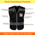 TCCFCCT Black Safety Vest for Men Women, Large, 9 Pockets, High Visibility, Reflective, Meets ANSI/ISEA Standards