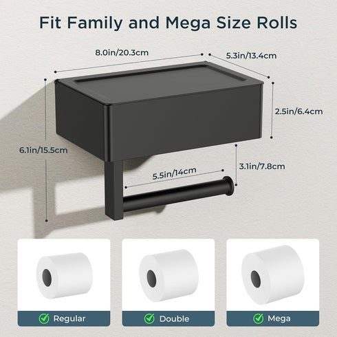 Commercial(2, FORIOUS Toilet Paper Holder with Shelf, Sanitary Napkin Receptacle Tampon Holder, Wall Mount Toilet Paper