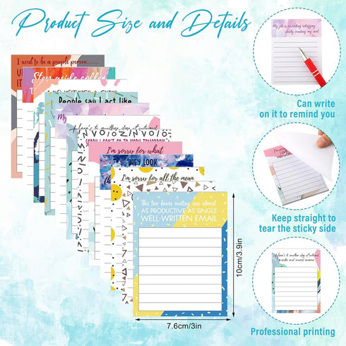 Geyee 24 Pcs Sarcastic Notepads with Sayings & Pens, Funny Sticky Notes for Adults 3 x 4 Inch for Coworker Gifts