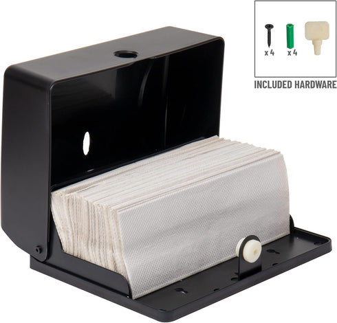 Wall-Mounted Tri-Fold Paper Towel Dispenser - Black Plastic