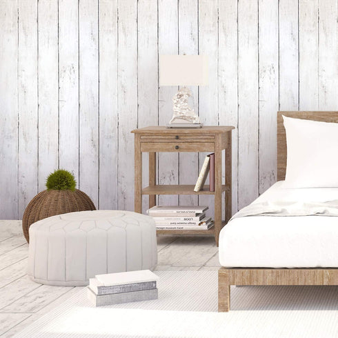 Wood Wallpaper White Shiplap, Peel and Stick 17.71" X 118", Self-Adhesive Removable for Kitchen Countertop