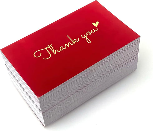 RXBC2011 100 3.5 2 Inch Little Thank You Cards Gold Heart Design Bulk Thank you Notes for All Occasions x Wine red