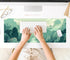 Cute Pastel Mint Green Forest Sage Desk Mat, Aesthetic Sunrise Anime Large Gaming Mouse Pad XL, 31.5"x11.8" with