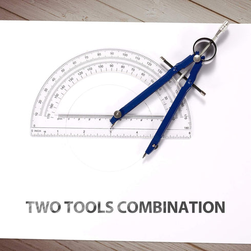 Professional Precision Compass Set - Metal Spring Bow Compass with Protractor, Pencil Leads for Geometry, Drafting