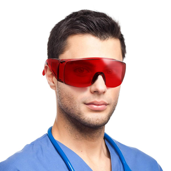 Annhua Dental Glasses Protection, Anti-Fog Dentist Spectacles Red Goggle Shield for Teeth Whitening Light