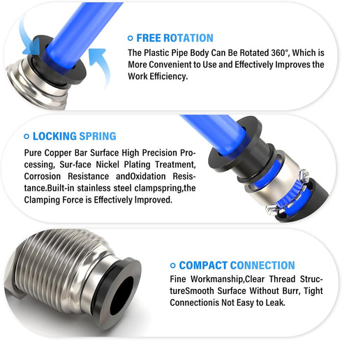 TAILONZ PNEUMATIC 4MM OD Straight Through Baffle Quick Insertion Trachea Connector, Pack of 10 PM-4