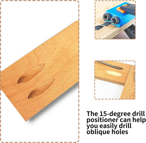 14 Pcs Pocket Hole Jig Kit, 15 Degree Woodworking Inclined Hole Jig with Drive Adapter