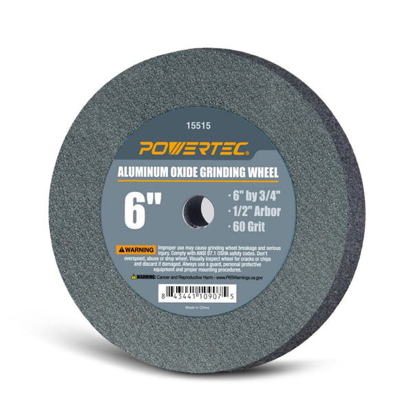 POWERTEC Bench and Pedestal Grinding Wheels, 6 Inch x 3/4 Inch, 60 Grit Aluminum Oxide for Bench Grinder