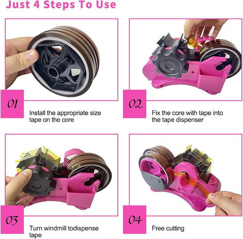 MECOLOUR Multi-Roll Heat Tape Dispenser 6 pcs Sublimation 1" + 3" Core Set - PINK