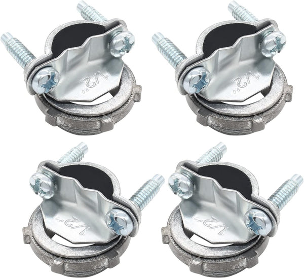 4 Pcs Zinc Clamp Type Cable Connectors, 1/2 Inch Clamp Cable Connector Fittings for Metallic Conduit Protect Cables