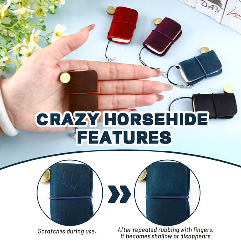 6 Pack 1.8" 1.2" (6Pcs) Leather Travel Mini Notebook, x Refillable Blank Pocket Journal Notepad, Portable Vintage Small